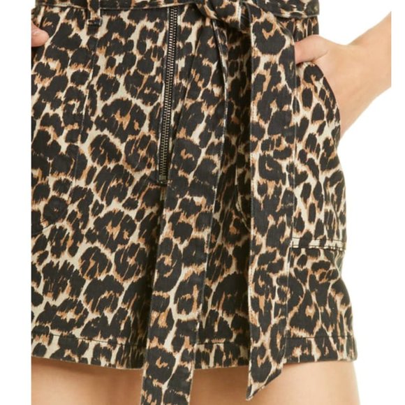 NWT Alice + Olivia Gorgeous Leopard Print Stretch Cotton Romper - Picture 5 of 16